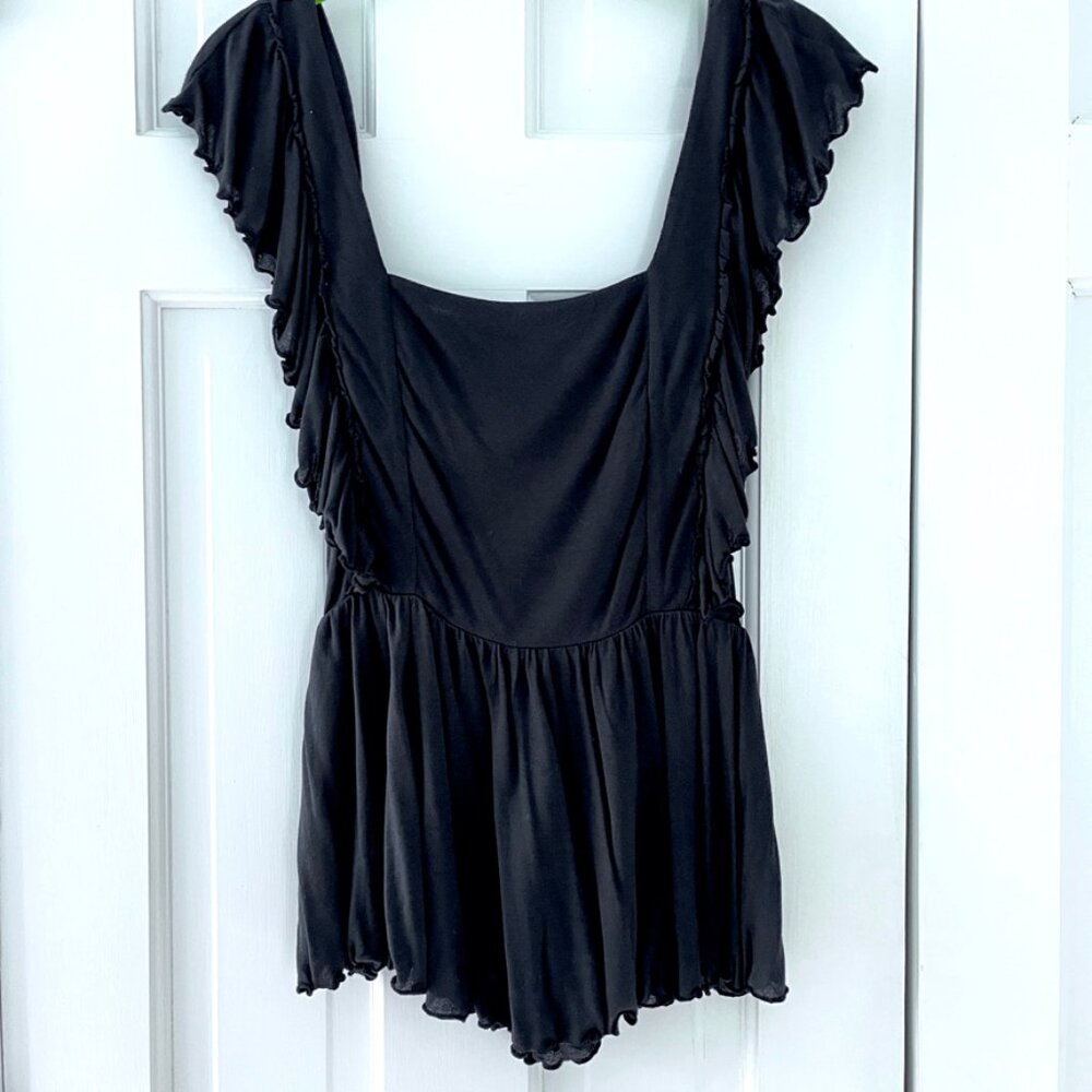UO black knit babydoll top